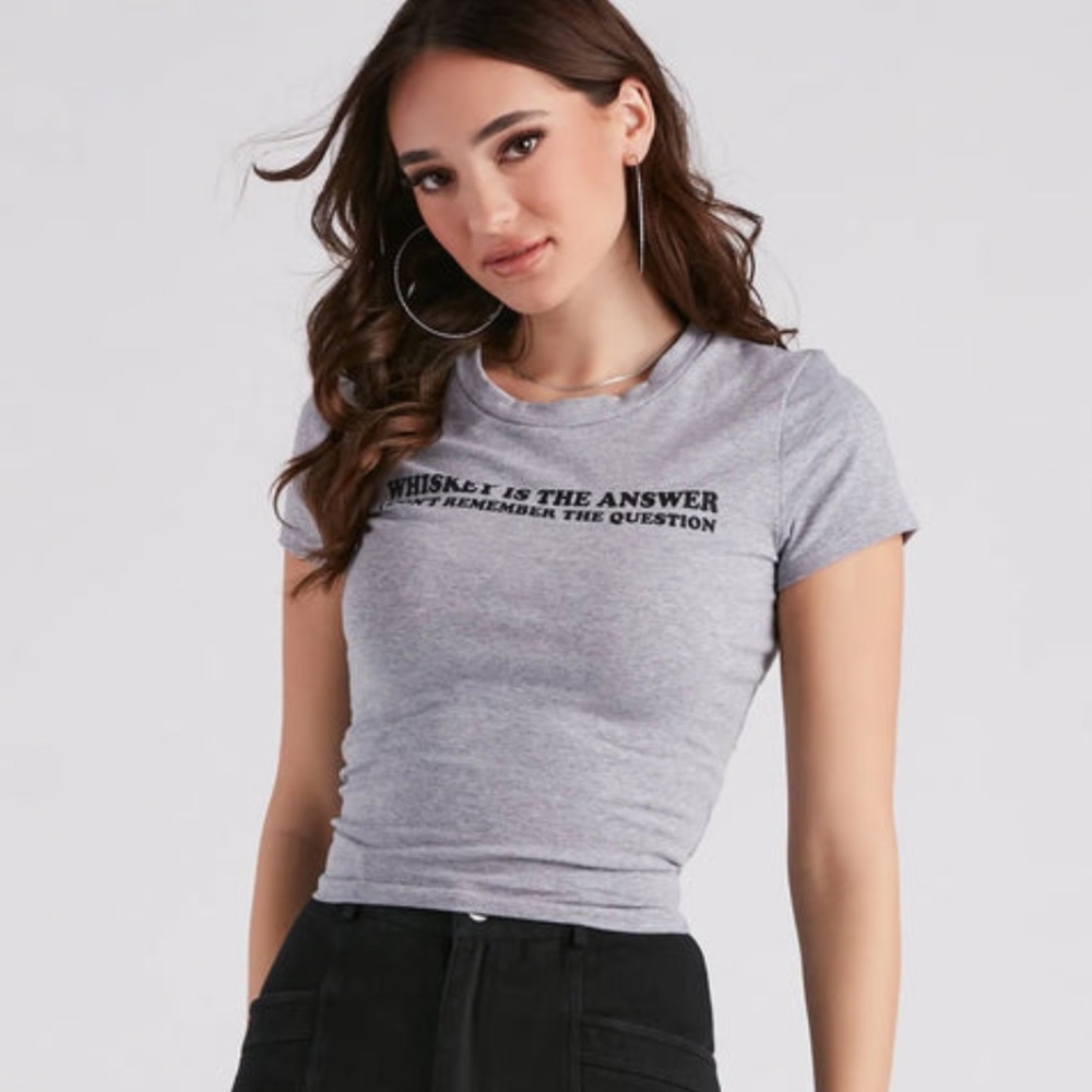 Whiskey Is The Answer Cropped Graphic Tee by Windsor
